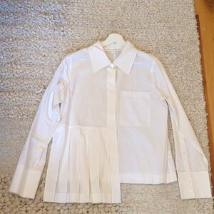 Robert Rodriguez White Pleated Women's Button Down Shirt